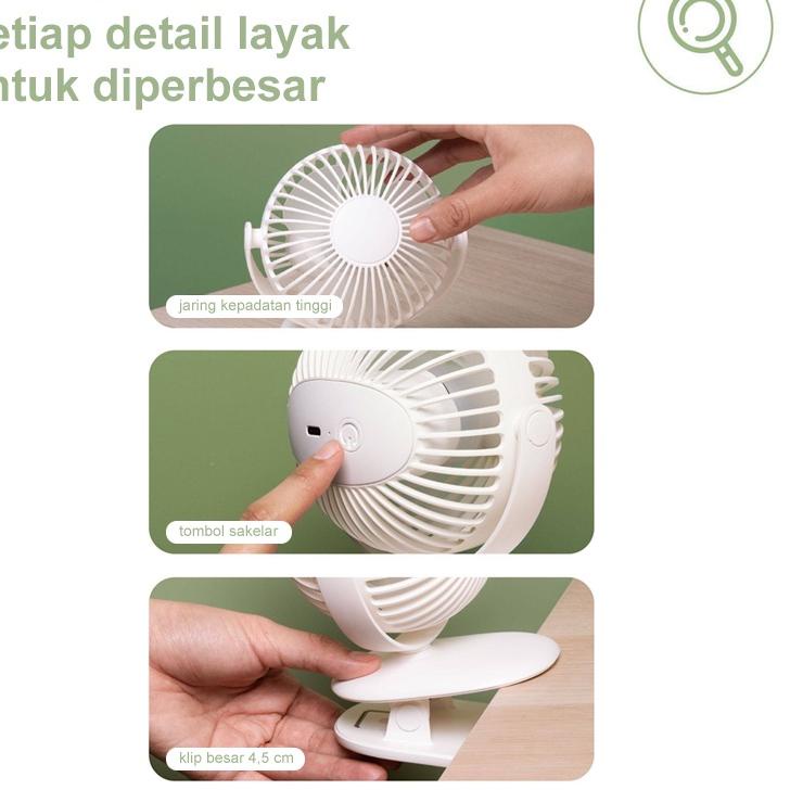 Get Now GOOJODOQ 1200mAh  Kipas Angin Lipat Meja dan Serbaguna Portable Fan USB Rechargeable  Super Tenang Kipas Angin Meja Spherical 720° Rotatable