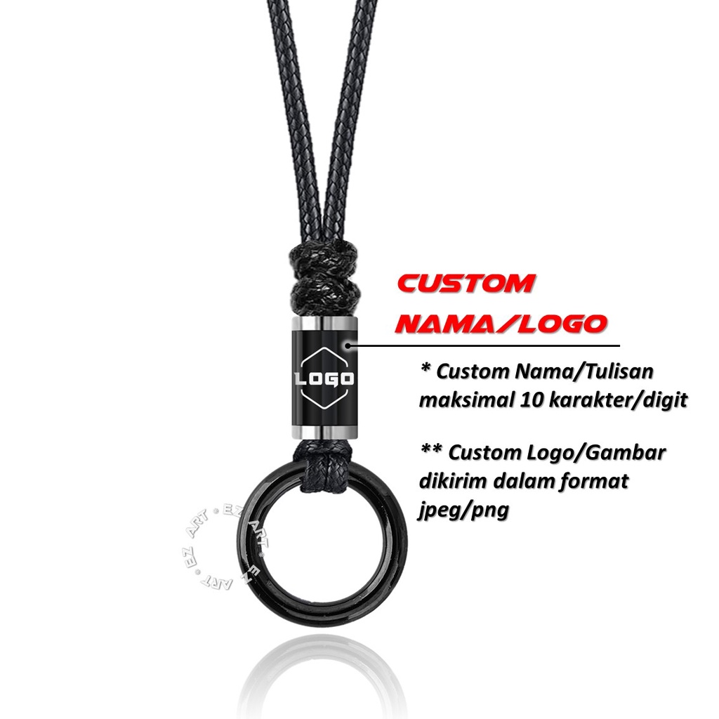 KALUNG CINCIN CUSTOM TABUNG NAMA TULISAN LOGO GAMBAR TALI KULIT KEPANG ANYAM KOREA