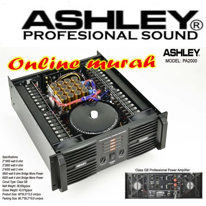 power amplifier ashley pa 2000 / pa2000 class GB 3600 watt