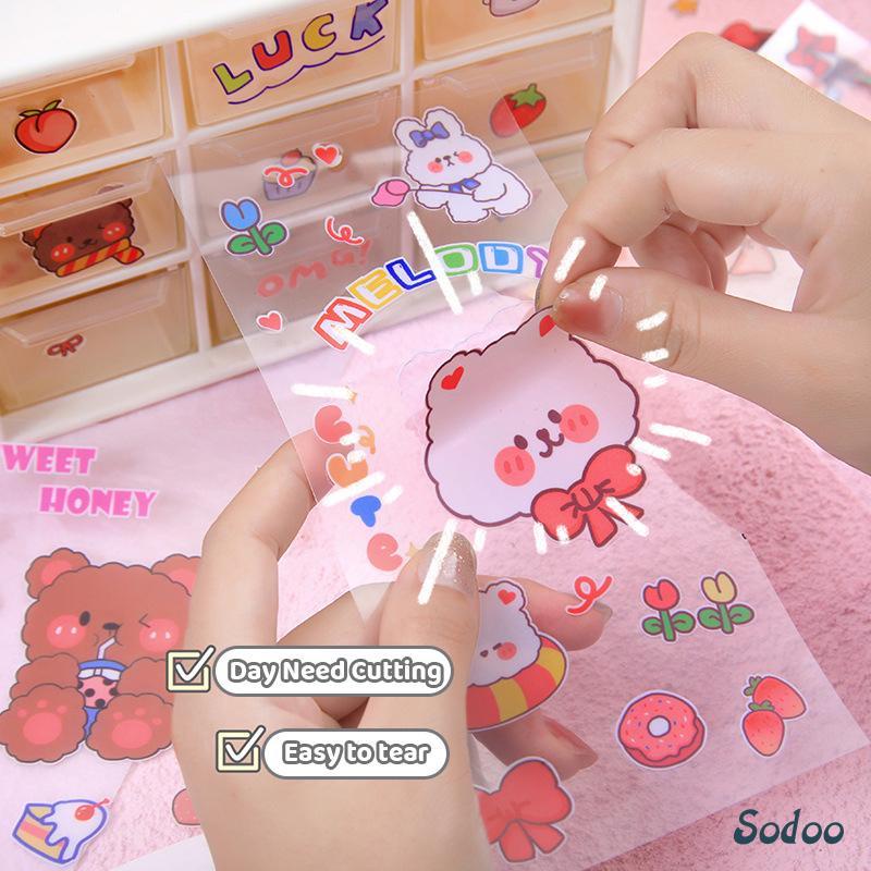 

Kartun Lucu Stiker Buku Pegangan Bahan Stiker Dekorasi Transparan Gelas Air Alat Tulis - SO