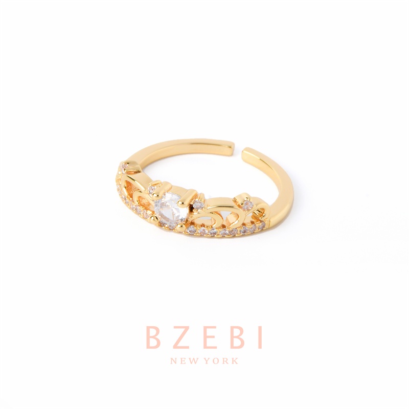 Bzebi Cincin Emas Berlian 18k, Cincin Terbuka Ajustable, Anti Karat, Gaya Korea, Aksesoris Fashion Wanita, Aksesoris Sehari-Hari, Perhiasan Premium, Hadiah Ulang Tahun Dengan Box 897r