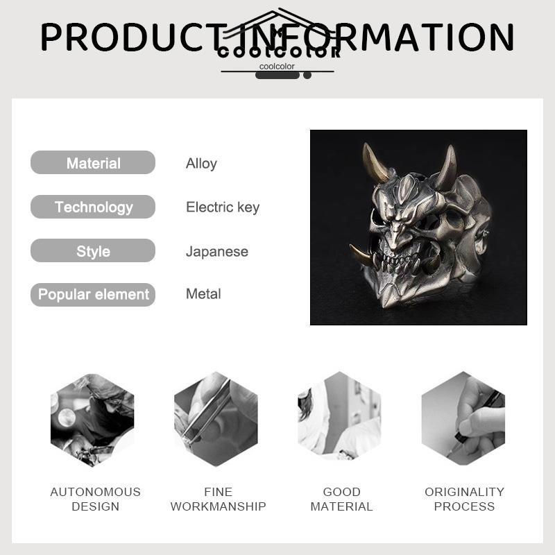 COD❤️Cincin Topeng Paduan  Pembukaan Tengkorak Dapat Disesuaikan  Elektroplating  Cincin Dua Warna- cl