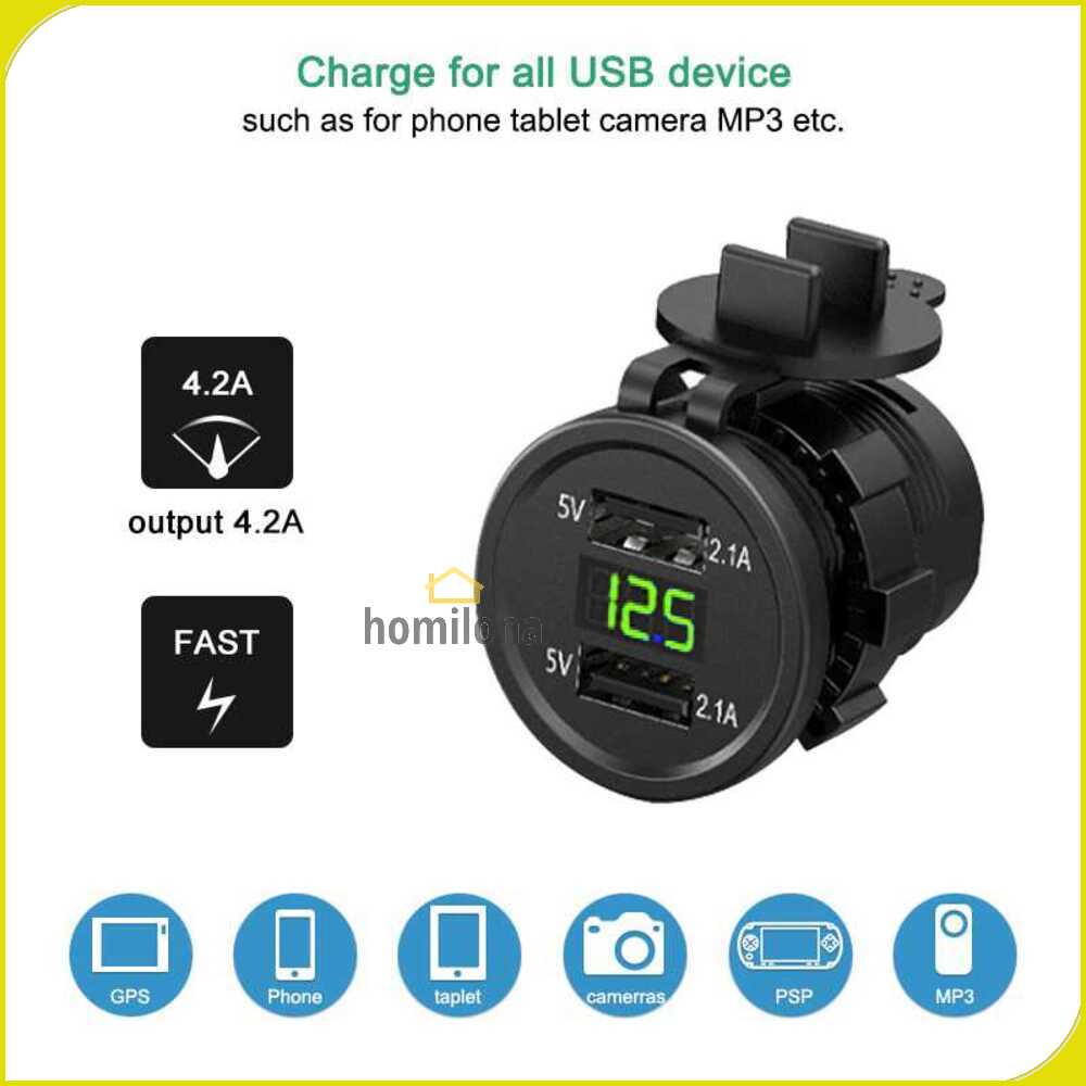 Accnic USB Charger Motor 2 Port 4.2A with LED Display Voltmeter - Y451