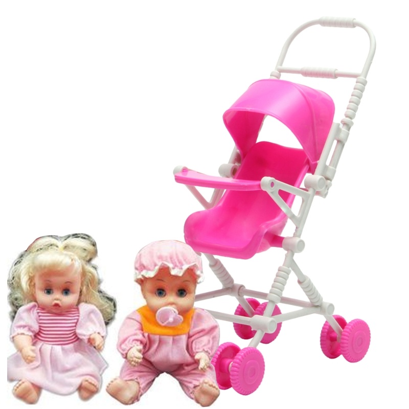 Mary Mainan Rumah Boneka Troli Stroller Bayi Aksesoris Furniture Berpura-Pura Untuk Bermain Untuk Tab Portabel Miniatur Bayi Kreatif