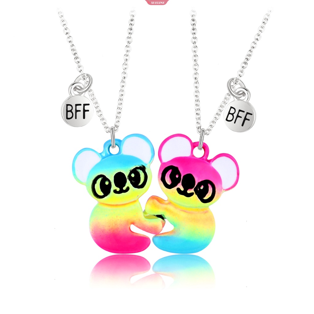 1pasang Sequin patchwork heart best friend Kalung Liontin Rantai BFF Persahabatan Liontin Perhiasan Hadiah [ZXL]