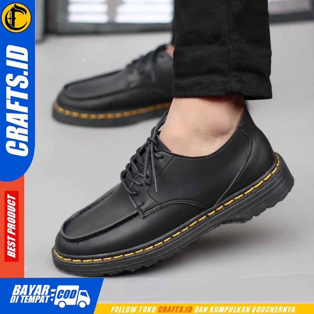 CRAFTS autumn - Sepatu Loafers Docmart Formal Casual Kerja Hitam Pria