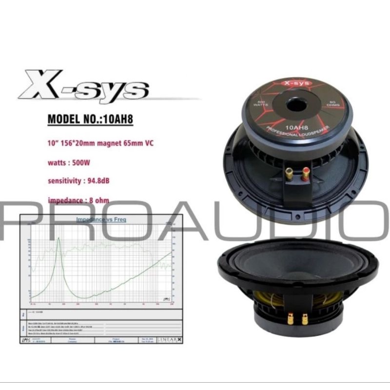 Speaker Komponen X-sys X sys 10AH8 10 AH 8 10 AH8 10AH 8 Original