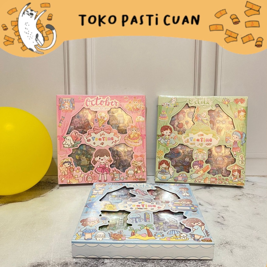 

paket sticker besar karakter cewe senmu versi 5 (100 lembar sticker) solatip lucu imut lakban keren elegan fancy atk imut bisa COD termurah import