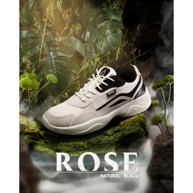 Aerostreet 37-40 Rose putih cream Natural Hitam - Sepatu Sneakers Casual Sport Pria Wanita Aero Street medan