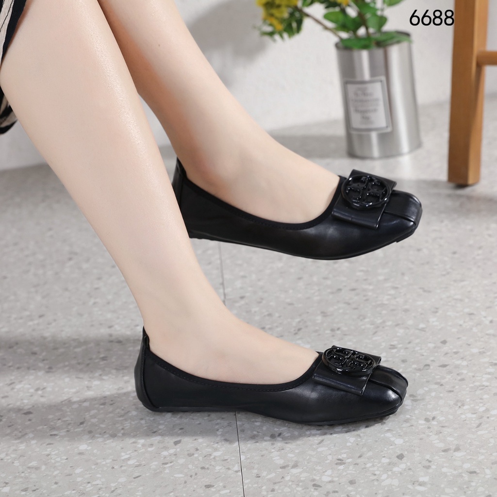 TB Leather Logo Bow Ballerinas Flat Shoes 6688