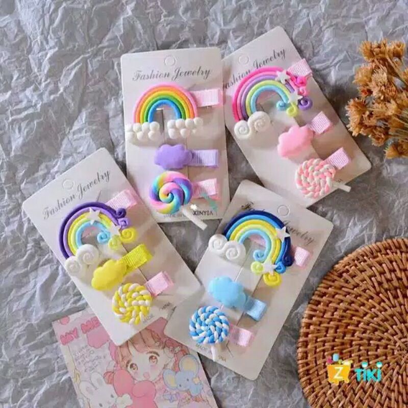 JEPIT RAMBUT ANAK PELANGI 1 SET