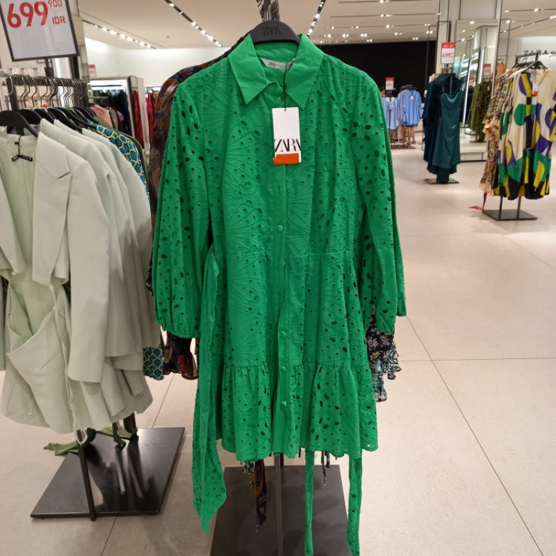 ZARA ORIGINAL ASLI MAXI DRESS Panjang Hijab Jilbab Hitam Bordir Lace Hitam Putih