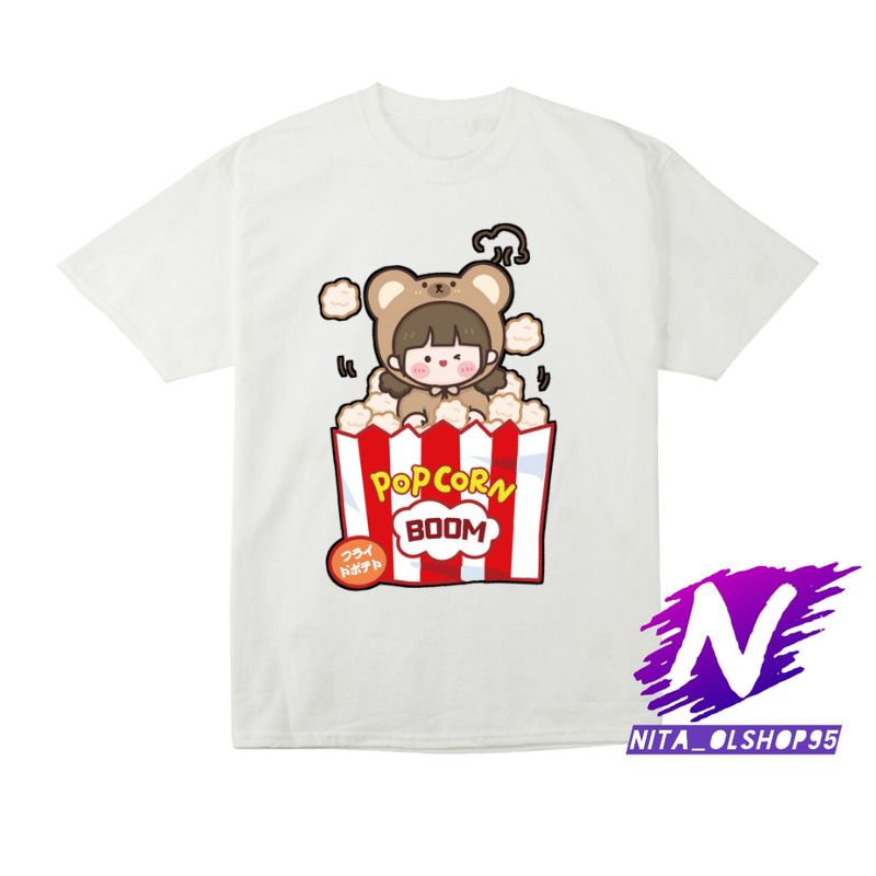 popcorn baju anak kaos anak animasi pop corn lucu