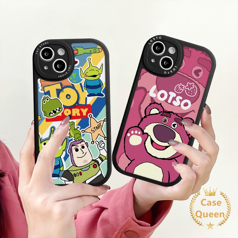 IPHONE Casing Ponsel Kartun Strawberry Bear Losto Kompatibel Untuk Iphone14 13 11 12 Pro MAX XR 14plus 6 6s 7 8 Plus X XS MAX SE 2020 Toy Story Lucu Lembut TPU Penutup Belakang