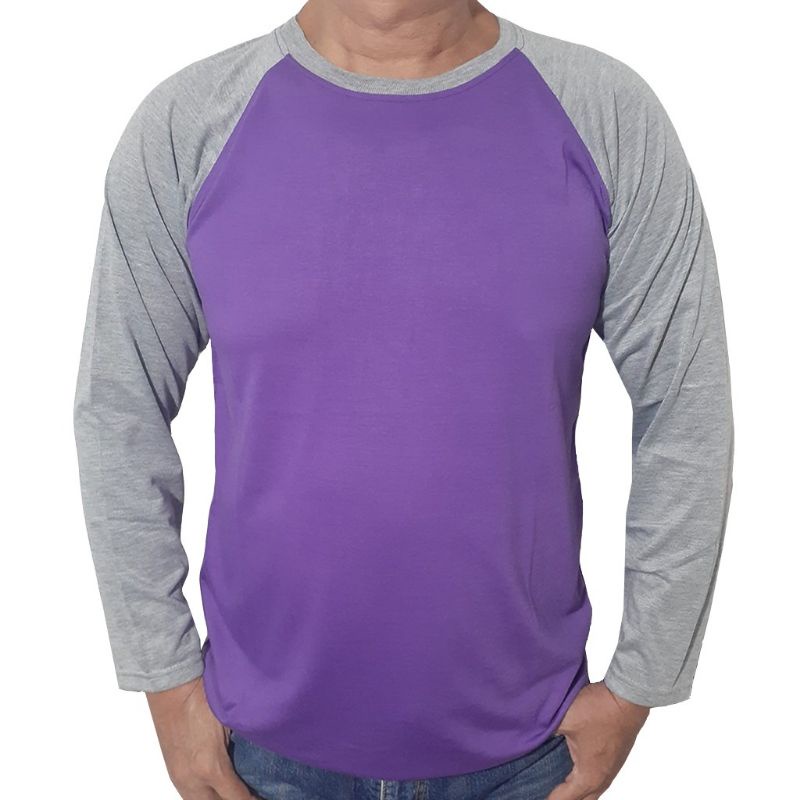 kaos raglan pria wanita - ungu tangan misty