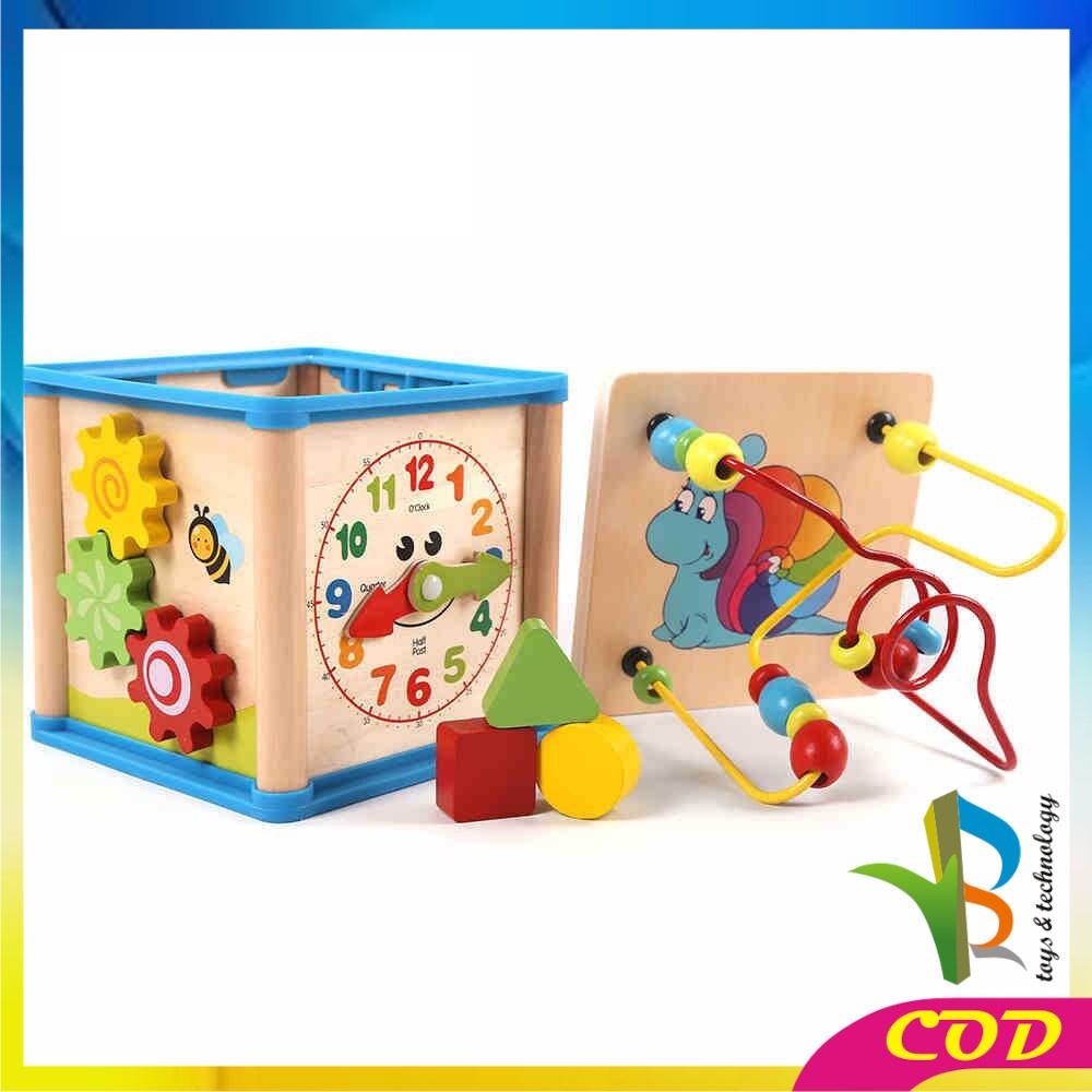 RB-M65 Mainan Edukasi Anak Puzzle Kayu Intelligence / Wisdom Box Busy Box Multifungsi Wooden Toys