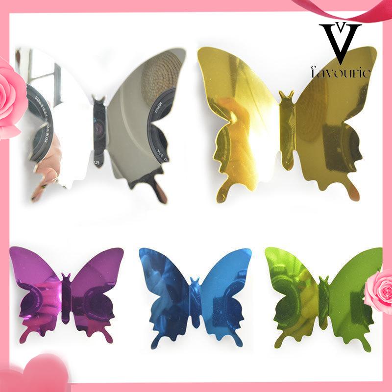 CODTiga -Dimensi Pet Mirror 3D Butterfly Wall Sticker Stiker Ruang Tidur Ruang Ruang Ruang Belajar Studi-FA