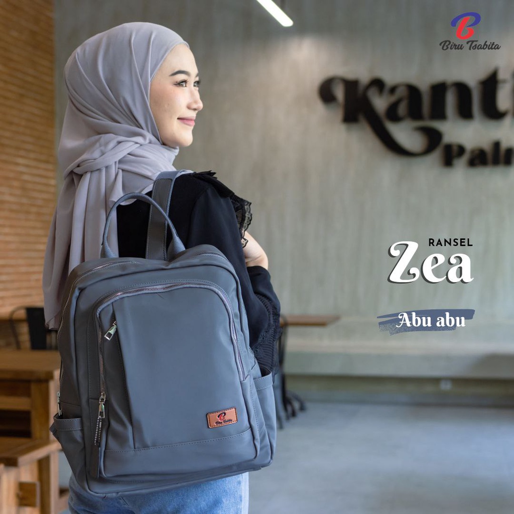 Biru Tsabita - ZEA Tas Ransel Wanita Kerja Kuliah Sekolah Wanita Cantik Muat Laptop