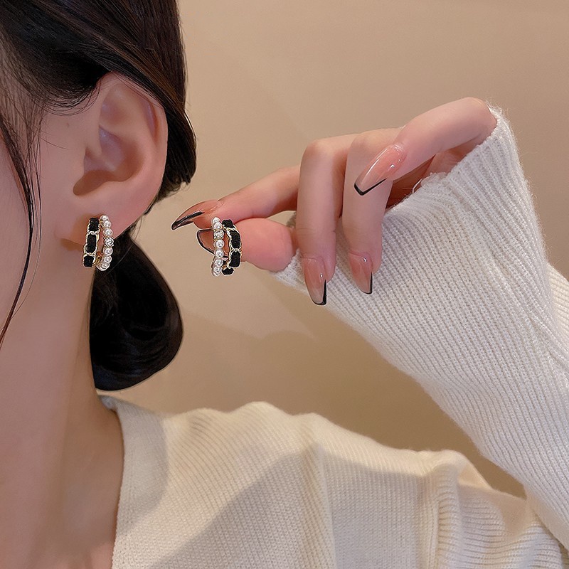 Anting Mutiara Kristal Fashion Untuk Wanita Hypoallergenic Mewah Hoop Earring Perhiasan Aksesoris