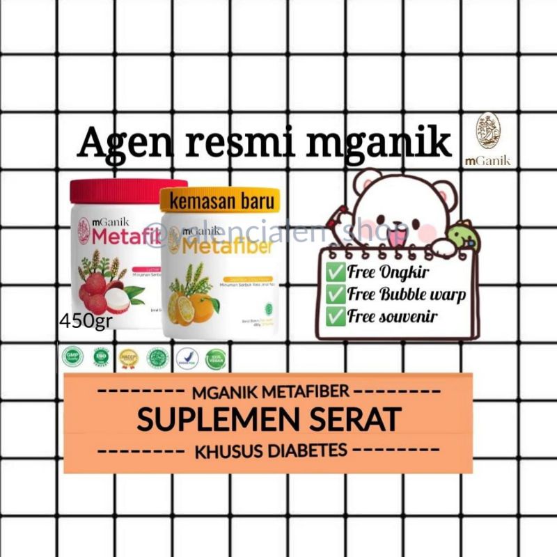 (Free gift) mganik metafiber- 450gr /30serving /diabetes/ menurunkan gula darah tinggi