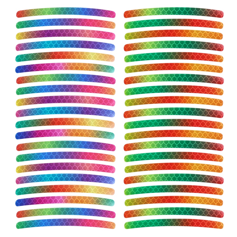 [Harga Grosir] 20Pcs Universal Safety Warning Tape Reflektif Tinggi Roda Stiker Hub Mobil Stiker Reflektif Luminous Rim Stripe Tape Rainbow Strip Reflektif Mobil