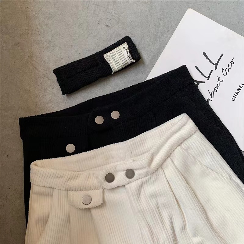 MOOGU ♡ Celana panjang longgar wanita pants korduroi Korea untuk