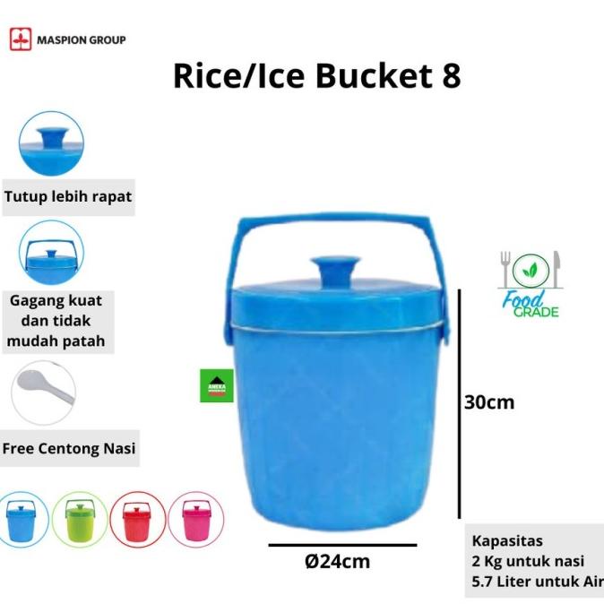 MASPION RICE/ICE BUCKET TERMOS ES TERMOS NASI 8 LITER 2KG NASI