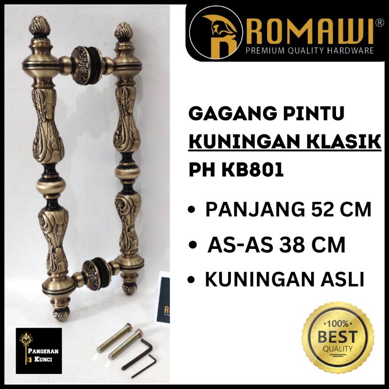 PULL HANDLE GAGANG PEGANGAN TARIKAN PINTU KLASIK CLASSIC KUNINGAN 52 CM PH KB801