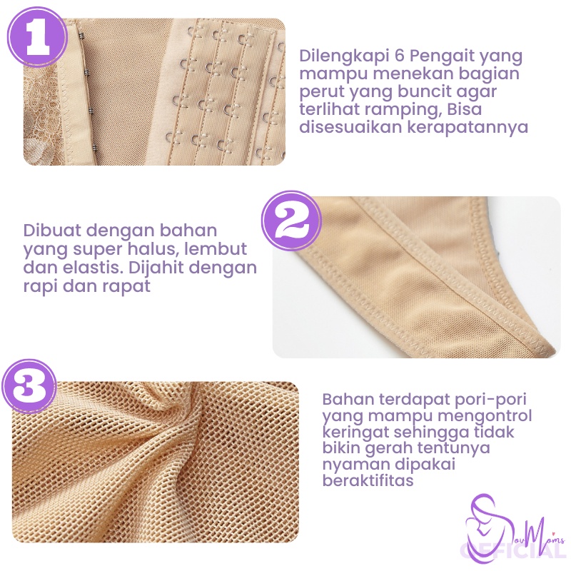 Korset Pelangsing Wanita VESH SHAPE UP Pakaian Dalam Pengecil Perut Buncit Penegak Punggung Korset Kebaya Gaun Renda Kancing Korslet Pengecil Perut Buncit Pengangkat Payudara Underwear Wanita Cewek Shapewear Renda Lace Kancing Baju Pelangsing Nyaman