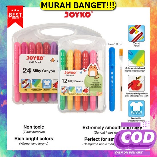 

Crayon Set 208Pcs Pensil Krayon Warna Alat Menggambar Atau Mewarnai Alat Menggambar Melukis Anak-Anak Cat Air Pensil Silky Crayon Krayon Halus Joyko Slc-A-12 Warna Colors