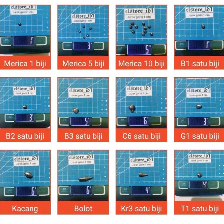 Timah Pancing Kecil 1 sampai 6 gram Timbel Pemberat Kecil Merico Merica B Bolot C G K Kr Kacang T 1 2 3 4 5 6 gram Mancing Dasaran