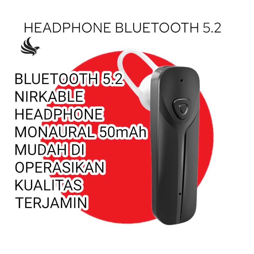 Indoholic BASIKE Headset Bluetooth 5.2 Business Sport Earphone 8D Bass Butik Headphone with Mic telinga tunggal earphone wireless gaming music Sweat Resistant