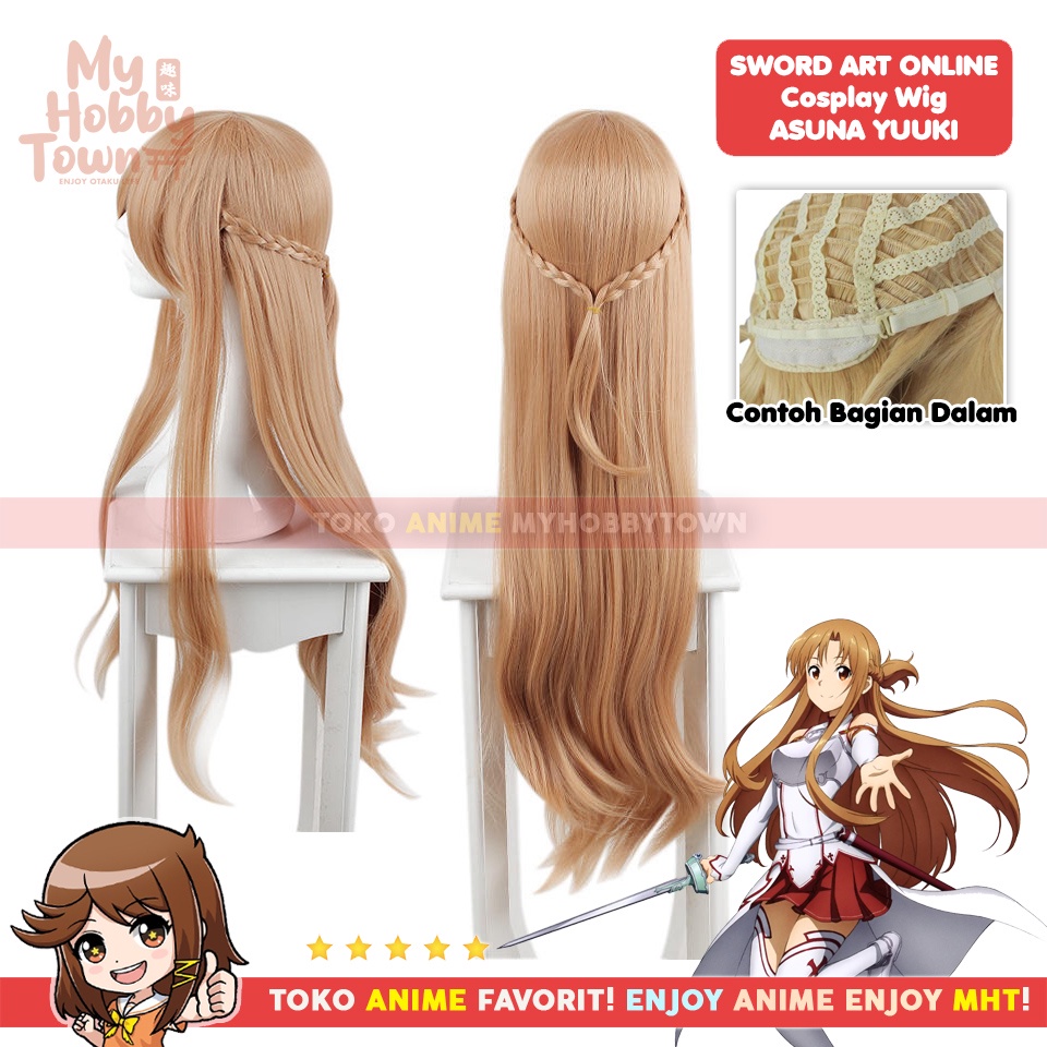 Wig Rambut Palsu Anime MCoser Light Brown 85 cm 217DB - Sword Art Online - Asuna Yuuki Cosplay