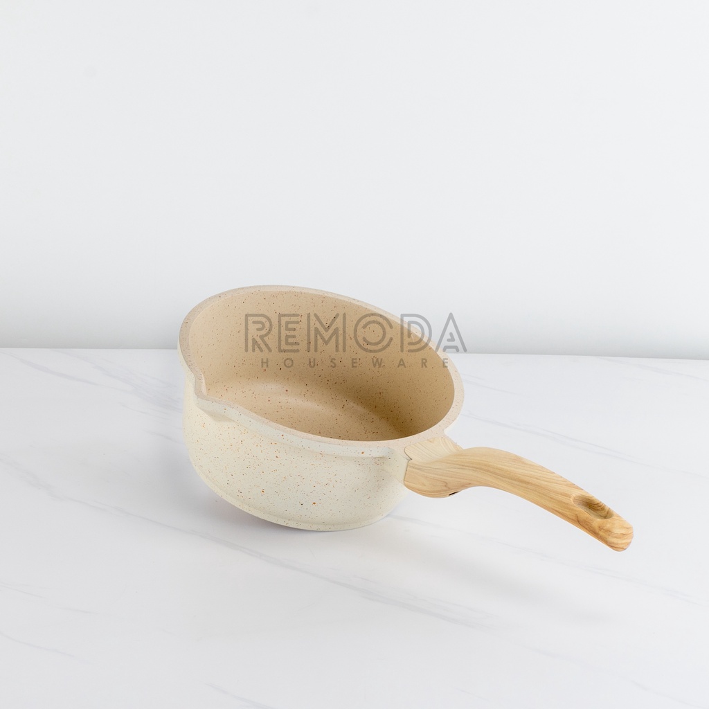 [Remoda] White Willow Milk Pot/Sauce Pan White Granite Induksi Warna Cream 18cm 100% Original