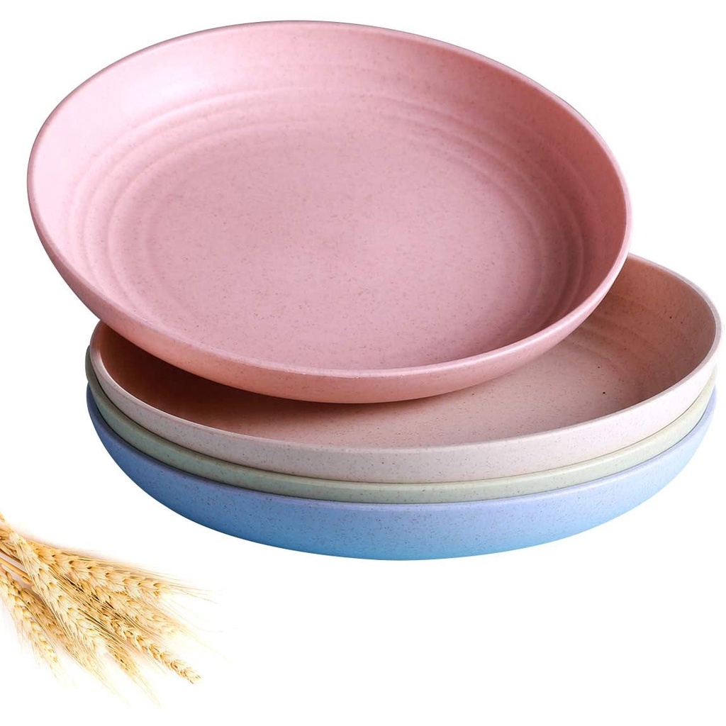 Piring Jerami / Piring Makan Set / Piring Makan Jerami / Piring Makan Wheat Straw / Piring Set isi 6 pcs / Piring Makan Plastik / Piring Kue / Piring Makan Saji Wheat  Straw Set Warna Warni