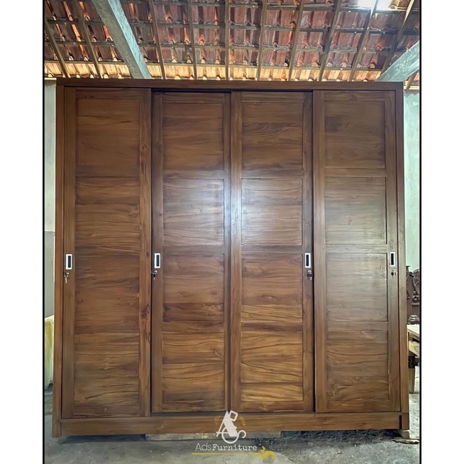 Lemari Pakaian Jati  Lemari pakaian 4 sleding  Lemari pakaian Jumbo Lemari Pakaian Kayu Jati