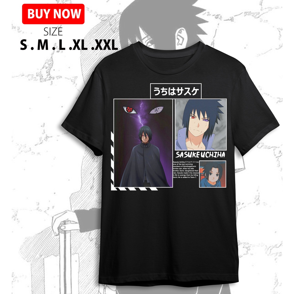 Kaos Anime Naruto Dewasa Pria &amp; Wanita Sasuke | Guy | Team 7 | Kakashi Baju Bahan Katun Cotton Combed 30s Premium