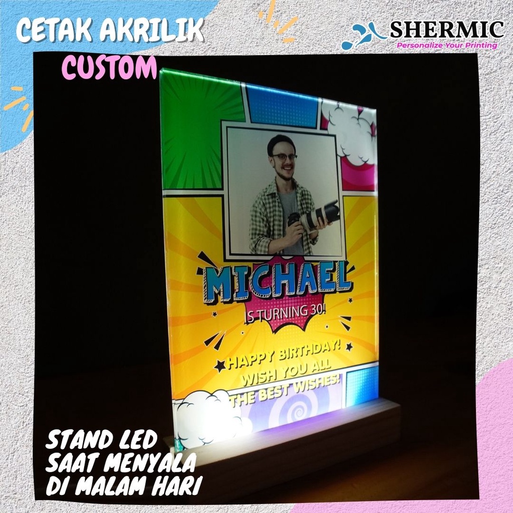 CETAK CUSTOM PRINT UV FRAME FOTO HIASAN DEKORASI ART AKRILIK ACRYLIC A5 ( Uk.15x21 Cm) Cetak LED Akrilik Kado Valentine Custom / Print Lampu Tidur Aesthetic Kaca Transparant / Hadiah Lampu Kamar Acrylic
