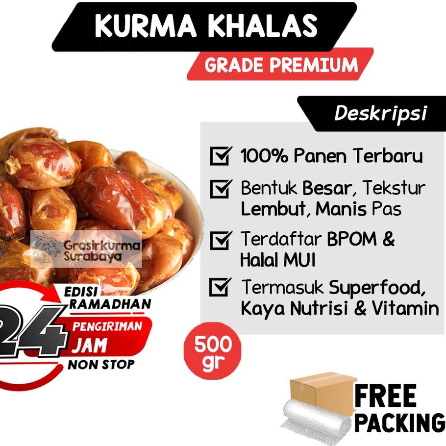 

CUCI GUDANG Kurma KHALAS BPOM 500Gram Premium Asli Arab Saudi Enak Legit Untuk Nabeez Madu Basah Mesir MPASI ✹ 880