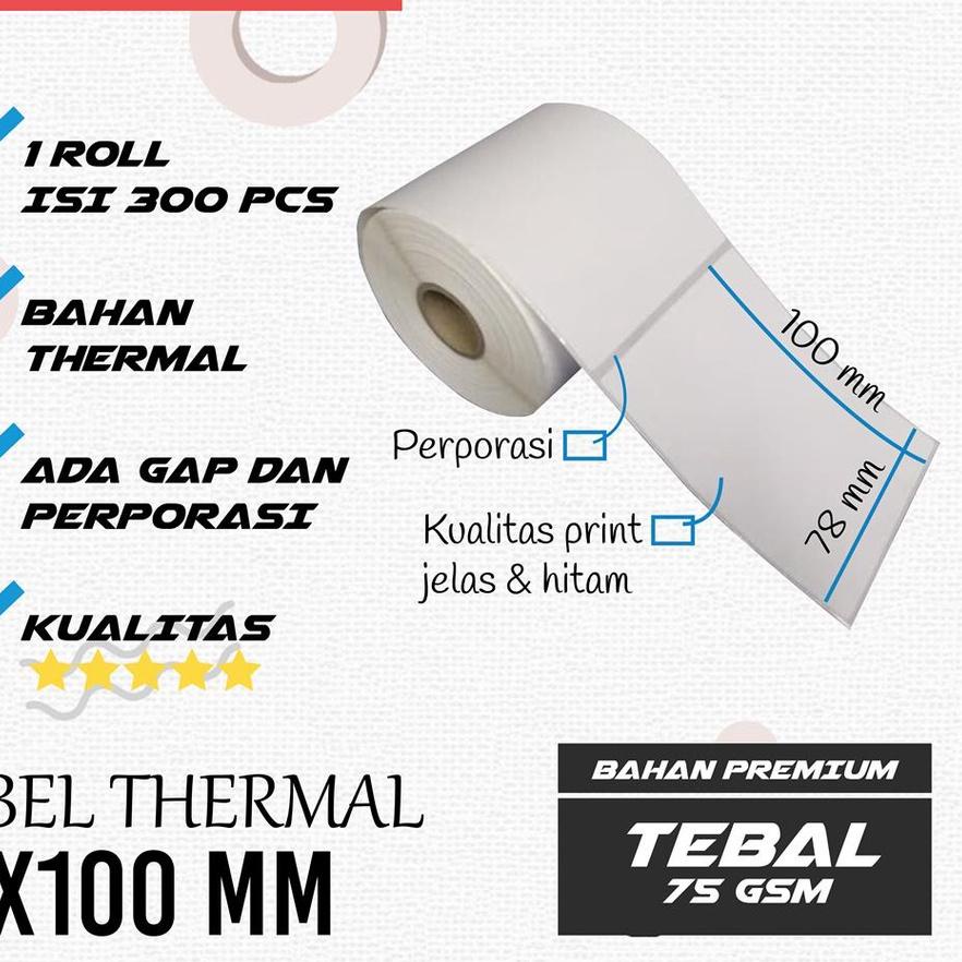 

▌▌▌ Label Thermal 78x100mm 78x100 78 x 100 mm (1 LINE) Kertas Sticker Receipt Printer Barcode Xpinter 300 pcs