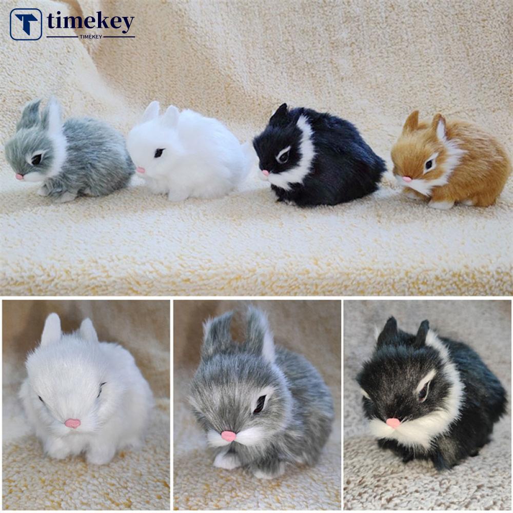 Timekey Simulasi Kelinci Mainan Dekorasi Rumah Jongkok Model Kelinci Paskah Simulasi Kelinci Mainan Mewah Mainan Anak 13 cm J1V1