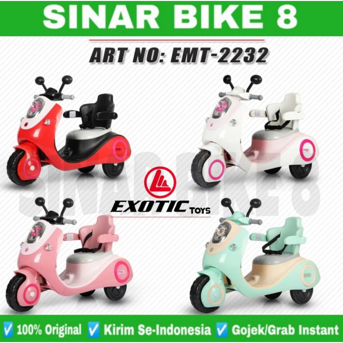 Motoran Aki Mainan Anak Exotic EMT-2232 // EXOTIC EMT 2242 Vespa // dan PMB AMORE M 338