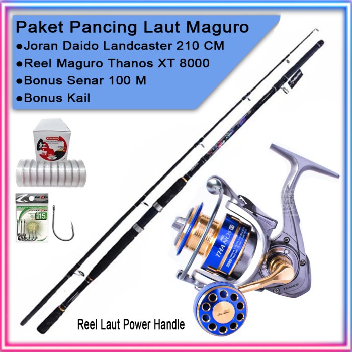 Paket Pancing Laut Maguro Thanos xt Joran Daido Landcaster 210 CM