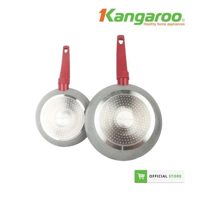 Frypan Induksi Kangaroo KG673 Allu Fry Pan 2 Set Wajan Aluminium Marble 24+20cm Carote Anti lengket Marbel Peralatan Dapur 2 PCS Set Peralatan Masak