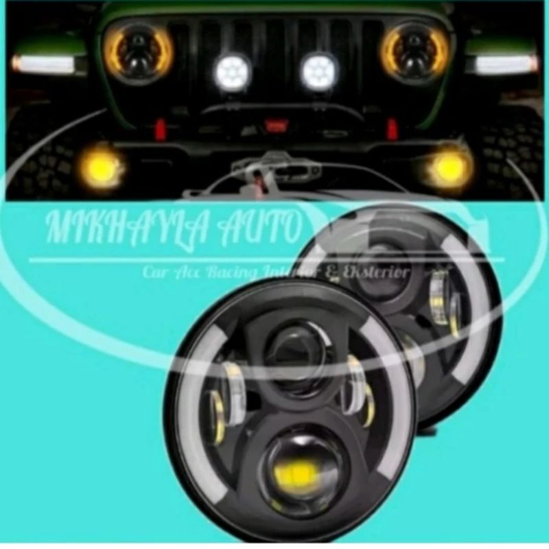 Lampu LED Head Lamp Headlamp 7 Inch Mobil Hardtop Jeep Jimny Rubicon
