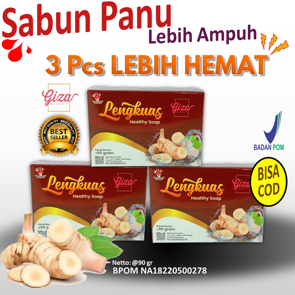 (3 pcs) Lebih Hemat Sabun Lengkuas Giza Beauty - Sabun Panu dan Gatal Organik