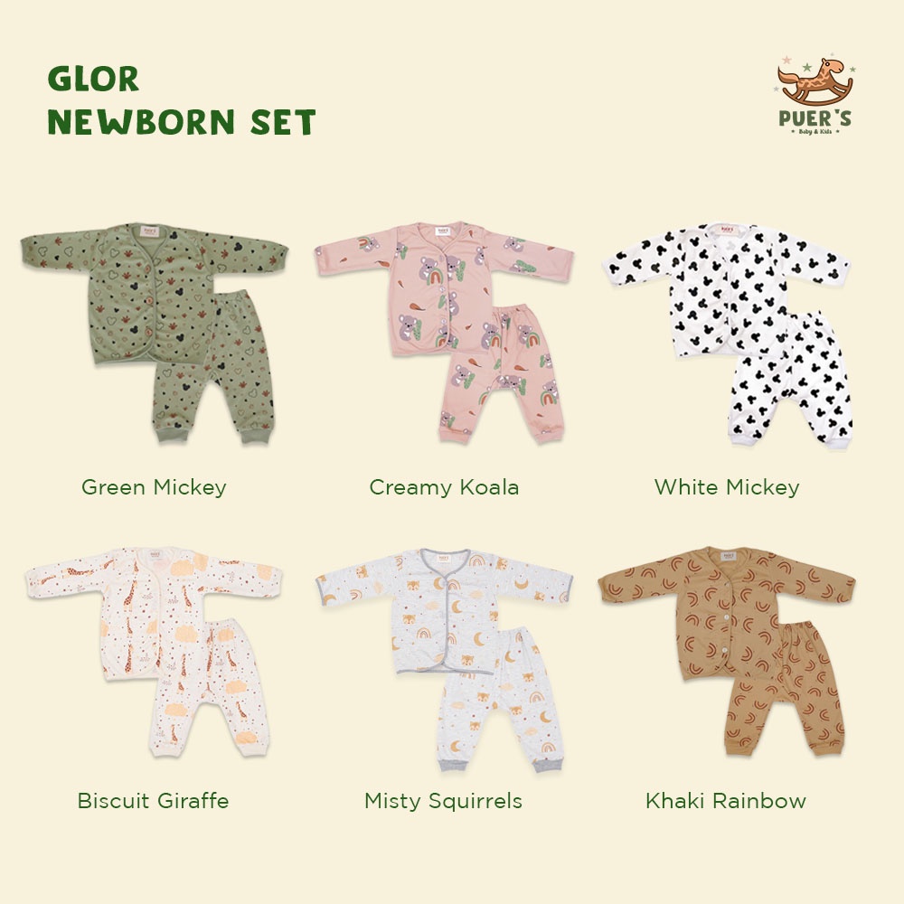 SETELAN BAYI NEWBORN LENGAN PANJANG PUER'S GLOR SET (NEWBORN SIZE KECIL)