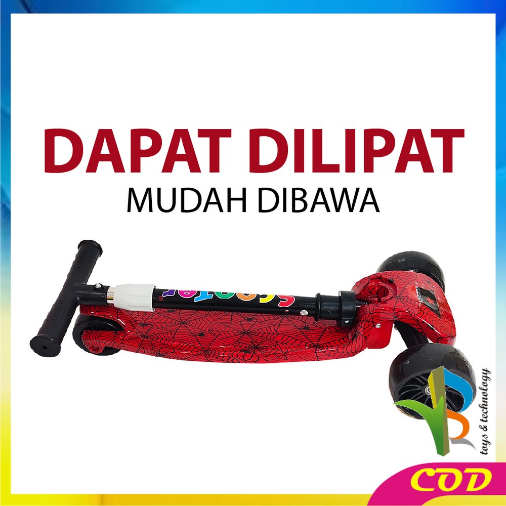 RB-M252 Mainan Skuter Anak Karakter Scooter Roda 3 Otoped Anak Bisa Dilipat Injak Mainan Outdoor Kickboard Scooter