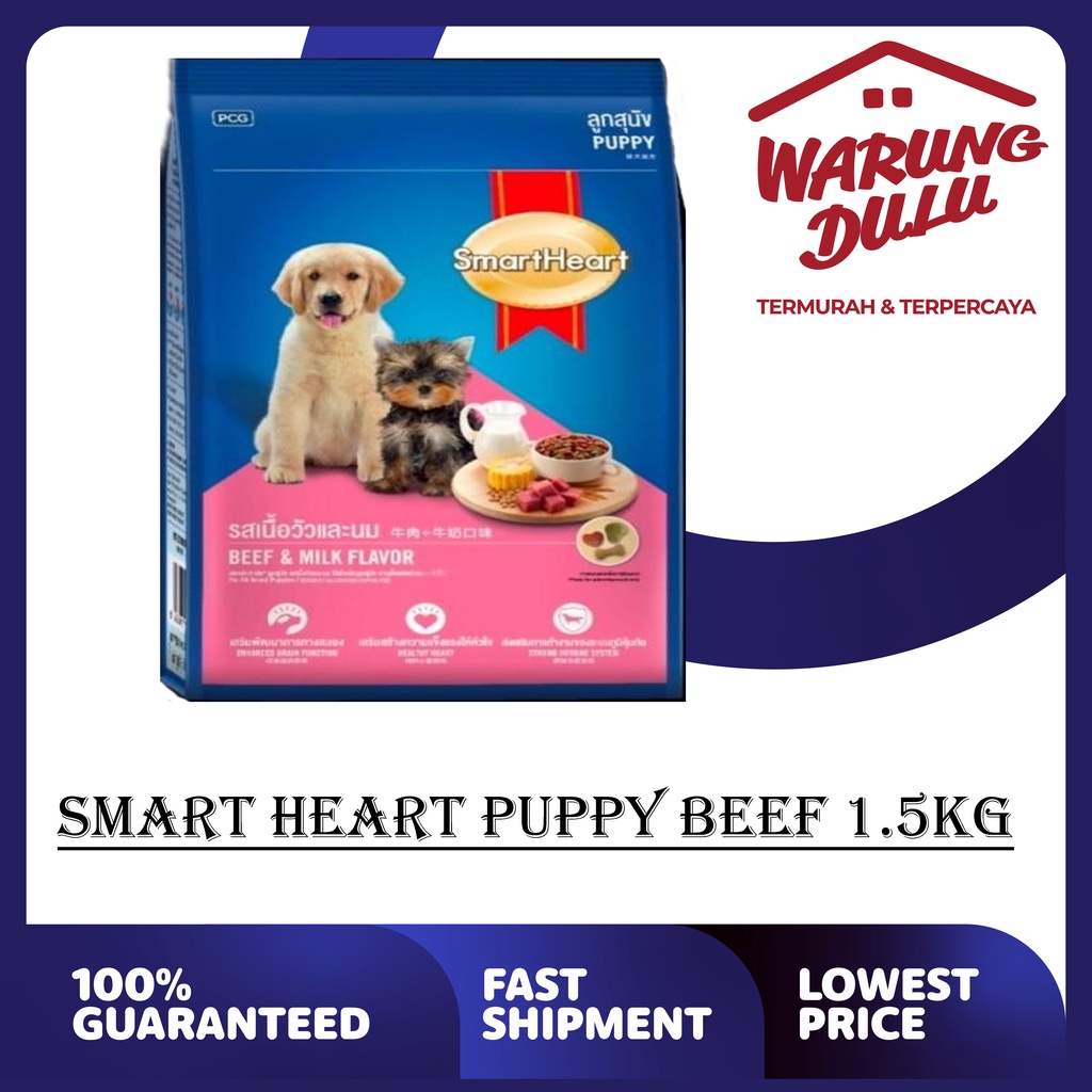 SMART HEART DOG PUPPY Beef 1.5kg (EKSPEDISI)