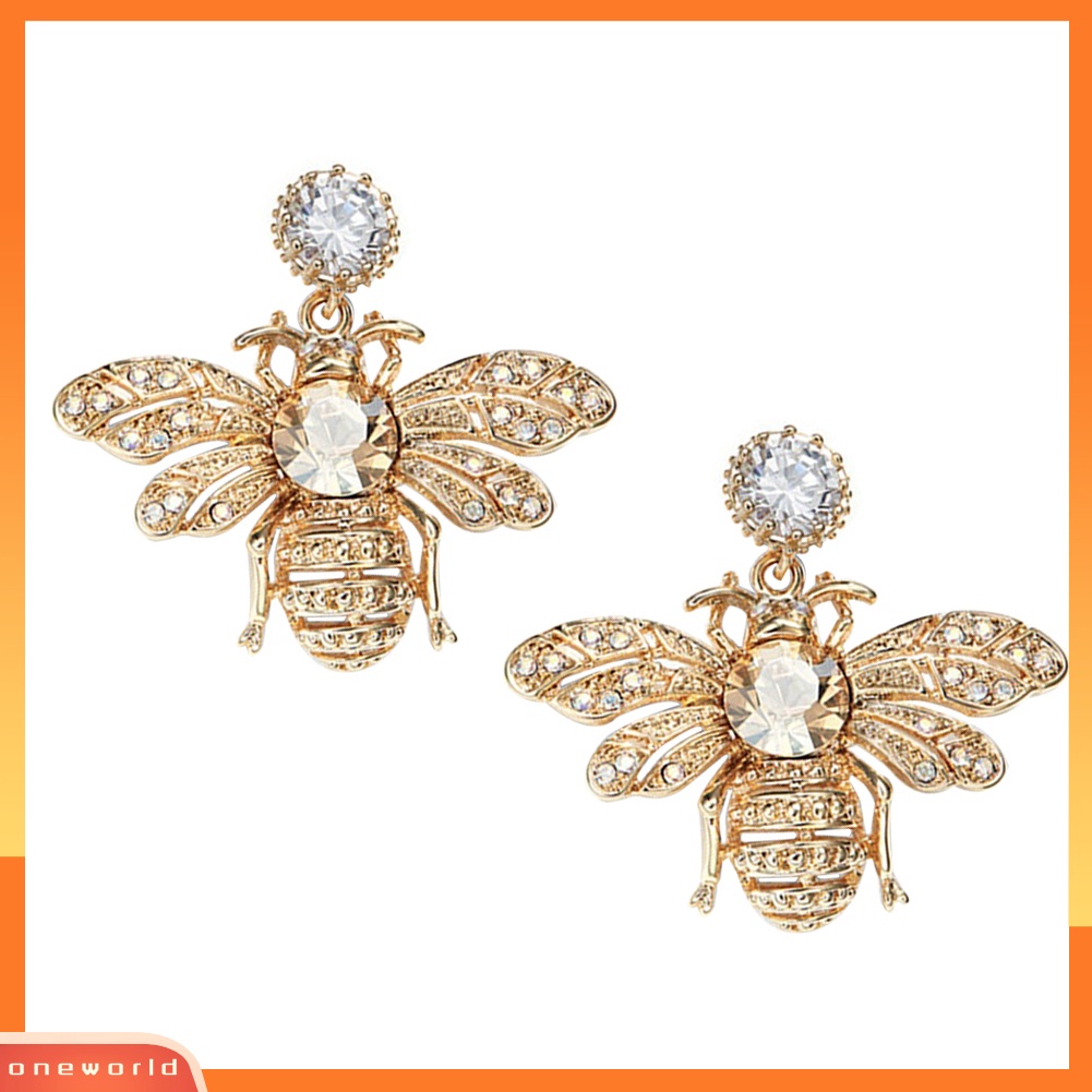 [WONE] Wanita Fashion Lebah Madu Anting Honeybee Berlian Imitasi Ear Studs Perhiasan Hadiah